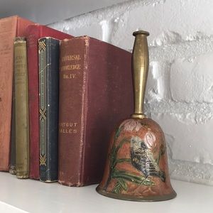 Vintage Brass Painted Bell with Birds